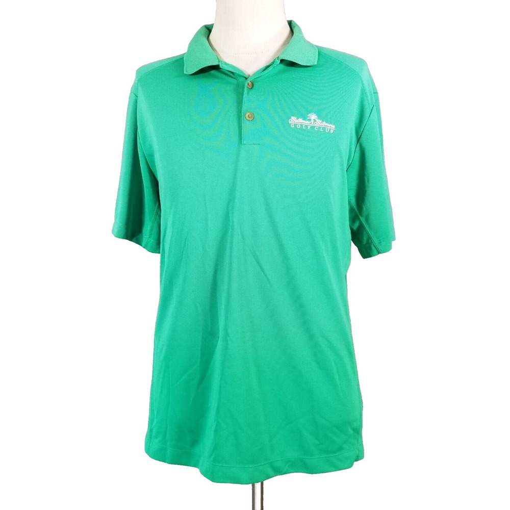 Nike Polo Shirt Men Large Green Dri-Fit Golf Belleview Biltmore Short Sleeve